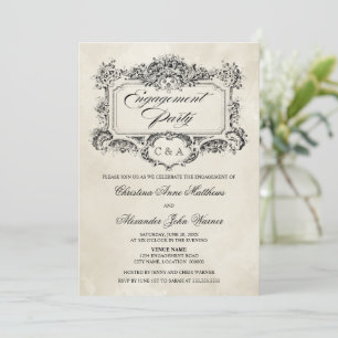 Invitación Vintage Ornamement Engagement Party