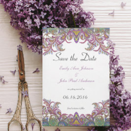 Invitación Vintage Paisley invita a la boda verde y rosa