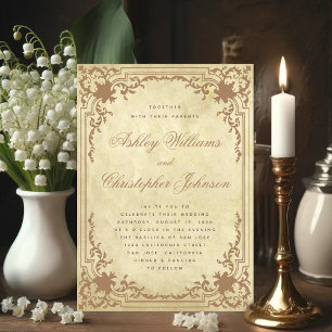 Invitación Vintage Parchment Ornate Frame Elegant Wedding