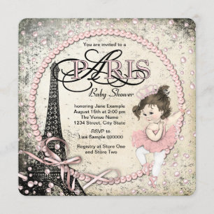 Invitación Vintage Paris Baby Shower