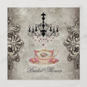 Invitación Vintage paris chandelier novia Tea Fiesta