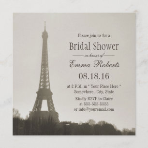 Invitación Vintage Paris Eiffel Tower Bridal Shower