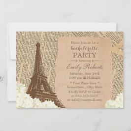 Invitación Vintage Paris Eiffel Tower Floral Bachelorette