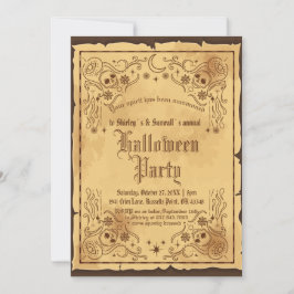 Invitación Vintage Partido de Halloween de Brujas Góticas Vic
