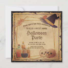 Invitación Vintage Partido de Halloween de Brujas Góticas Vic