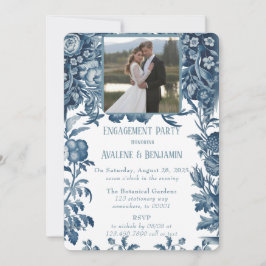 Invitación Vintage Partido francés de compromiso de fotografí