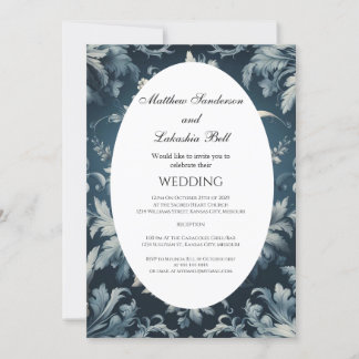 Invitación Vintage Partido Holandés Floral Blue Wedding