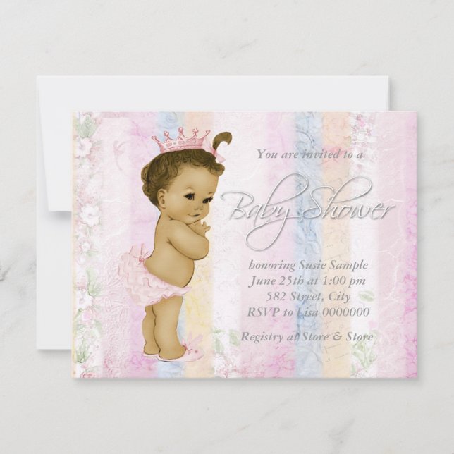 Invitación Vintage Pastel Rainbow Baby Shower (Anverso)