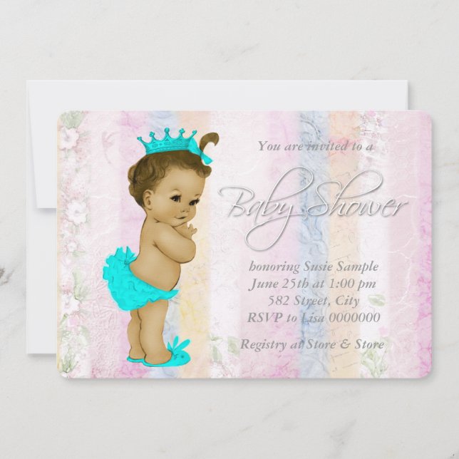 Invitación Vintage Pastel Rainbow Baby Shower (Anverso)
