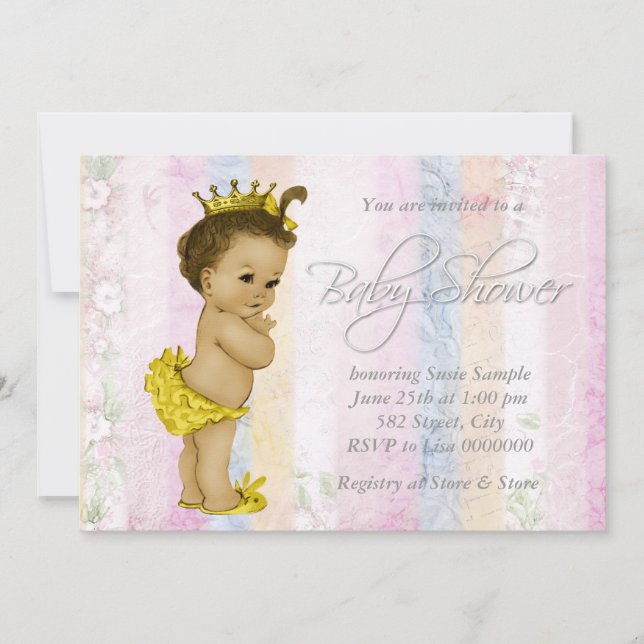 Invitación Vintage Pastel Rainbow Baby Shower (Anverso)