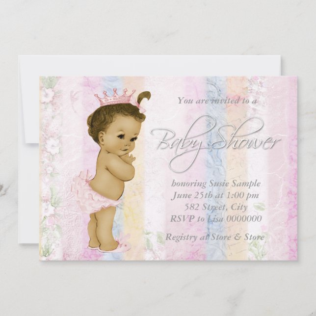Invitación Vintage Pastel Rainbow Baby Shower (Anverso)