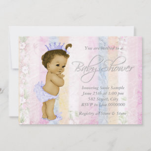 Invitación Vintage Pastel Rainbow Baby Shower