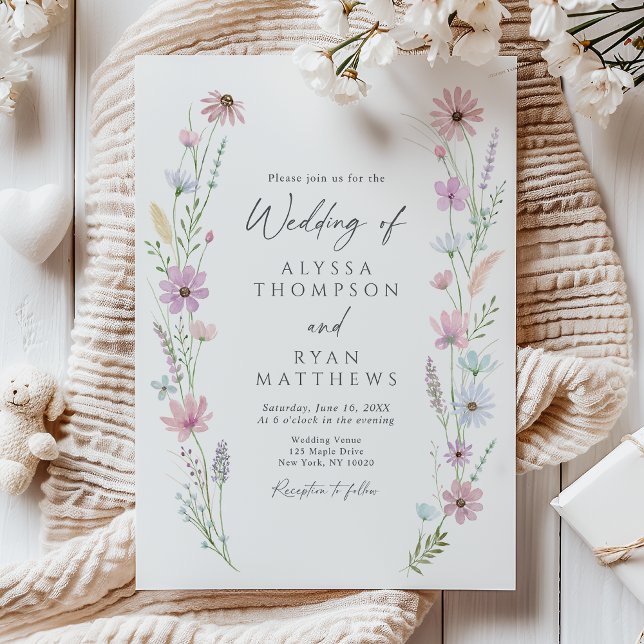 Invitación Vintage Pastel Wildflower Floral Wedding (Subido por el creador)