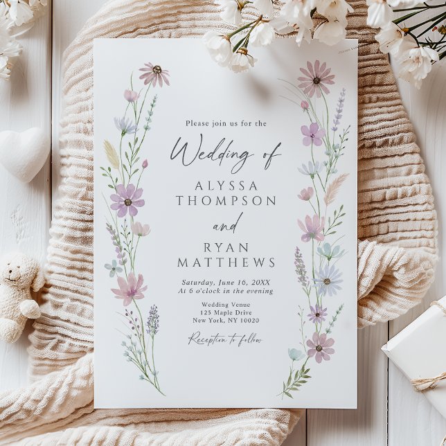 Invitación Vintage Pastel Wildflower Floral Wedding (Subido por el creador)