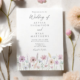 Invitación Vintage Pastel Wildflower Meadow Wedding