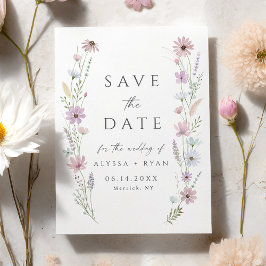 Invitación Vintage Pastel Wildflower Wedding Save the Date