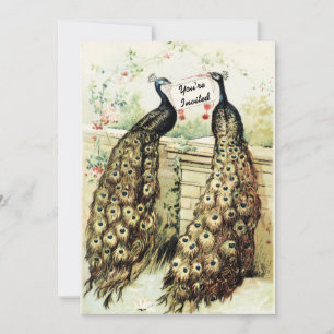 Invitación Vintage Peacocks Birday Party