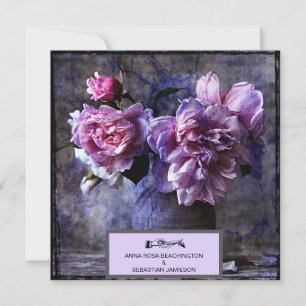 Invitación *~* Vintage Peony Floral AR23 QR BODA RSVP