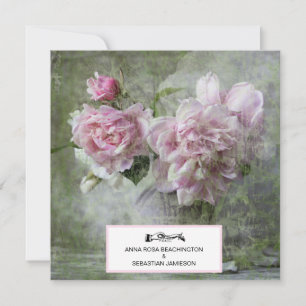 Invitación *~* Vintage Peony Flower Soft QR RSVP AR23 BODA