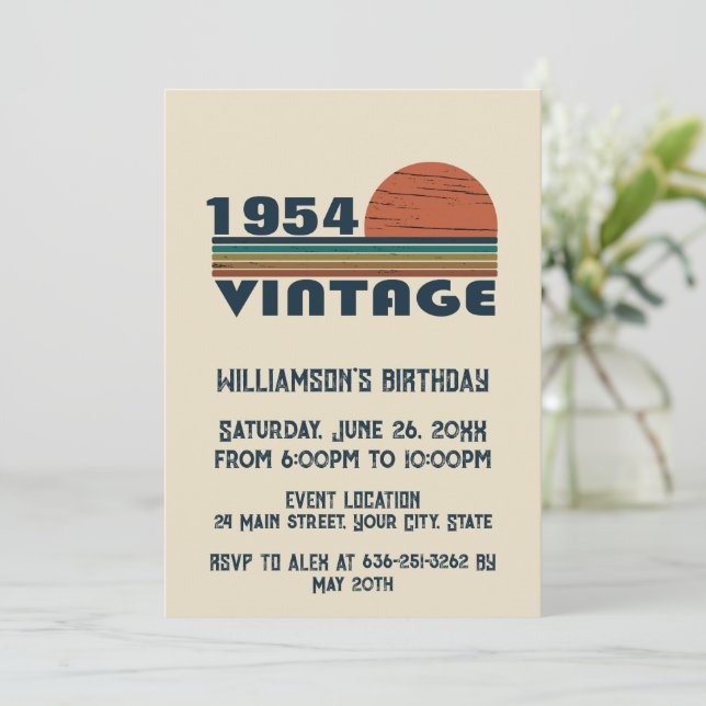 Invitación Vintage personalizado de 75 años (Anverso de pie)