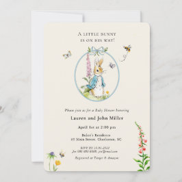 Invitación Vintage Peter Rabbit Blue Baby Shower