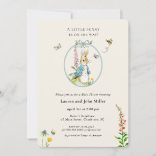 Invitación Vintage Peter Rabbit Blue Baby Shower