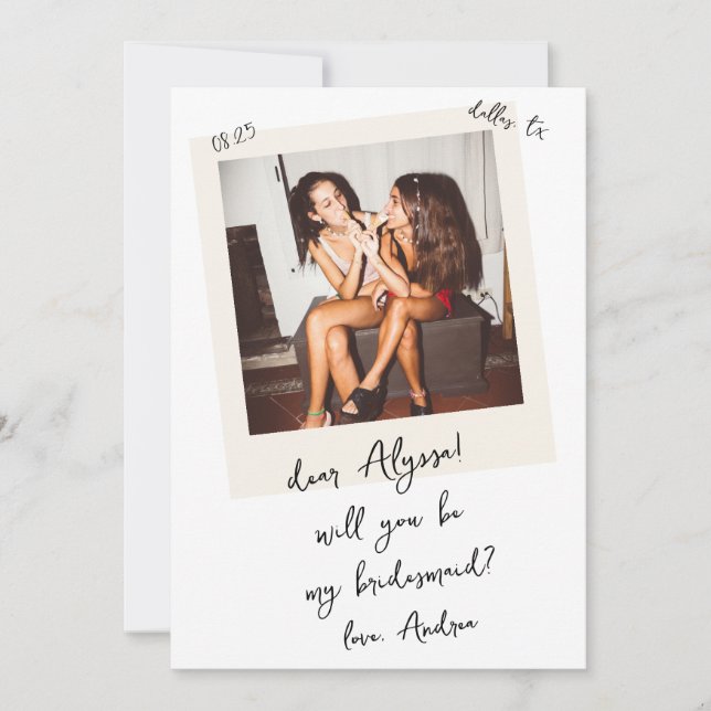 Invitación Vintage Photo Handwritten Bridesmaid Proposal (Anverso)