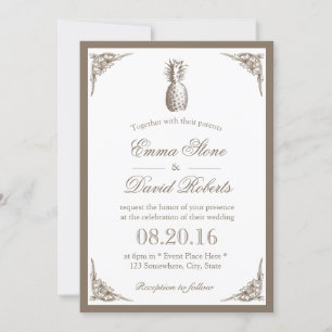 Invitación Vintage Pineapple Elegant Wedding