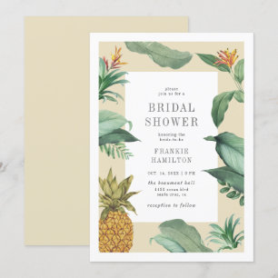 Invitación Vintage Pineapple & Tropical Leaves Brillante Duch