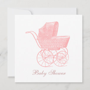 Invitación Vintage Pink Baby Carrie Baby Girl Shower