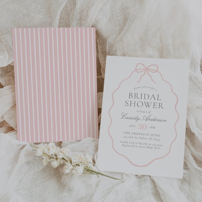 Invitación Vintage Pink Bow Bridal Shower (Subido por el creador)