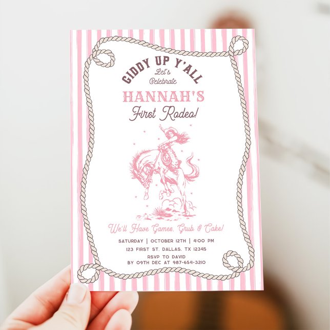 Invitación Vintage Pink Cowgirl 1st Birthday Party (Subido por el creador)