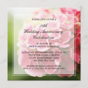 Invitación Vintage Pink Hydrangea 50° Aniversario Boda