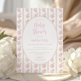 Invitación Vintage Pink Rose Baby Shower 