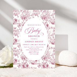Invitación Vintage Pink Rose Pattern Boho Floral Baby Shower