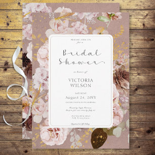 Invitación Vintage Pink Rubor Floral Bridal Shower