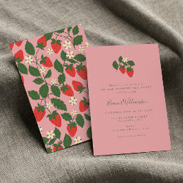 Invitación Vintage Pink Strawberry Bridal Shower Tea Fiesta