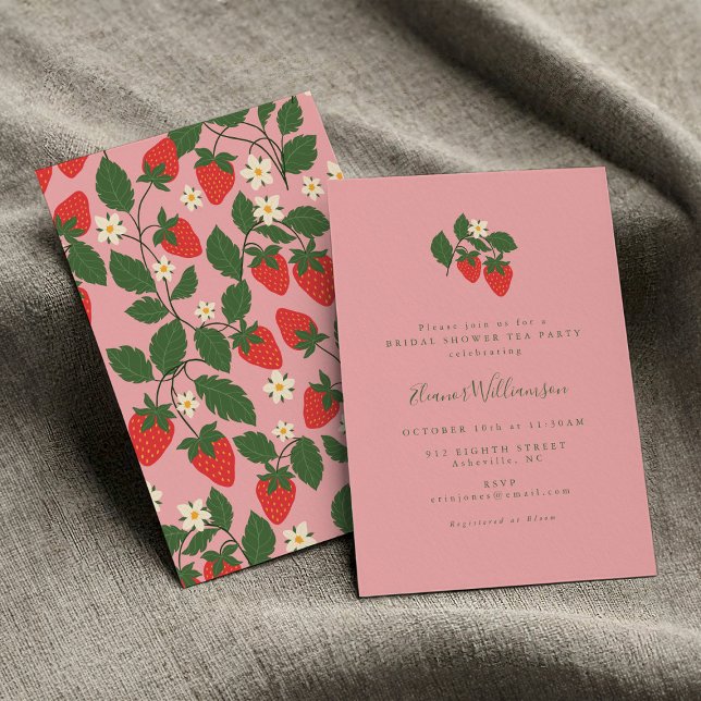 Invitación Vintage Pink Strawberry Bridal Shower Tea Fiesta (Subido por el creador)