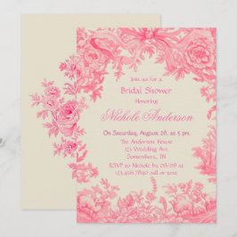 Invitación Vintage Pink Toile Flower Briower