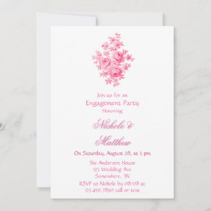 Invitación Vintage Pink Toile Flower Engagement Party