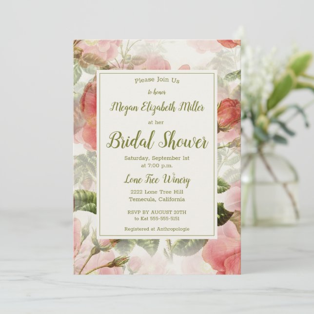 Invitación Vintage pintado (Anverso de pie)