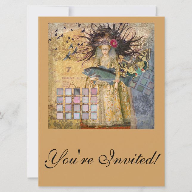 Invitación Vintage Pisces Woman Gothic Classic (Anverso)