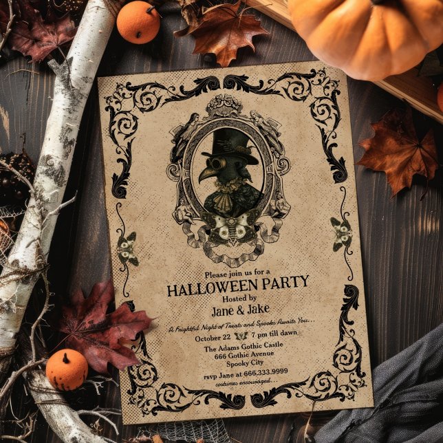 Invitación Vintage Plague Médico Gothic Halloween Party (Subido por el creador)