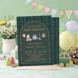 Invitación Vintage plaid teddy bear Polo Luxury baby shower