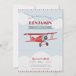 Invitación Vintage Planes Invitation for Birthday Party Retro