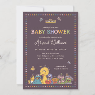 Invitación Vintage Plaza Sésamo Baby Shower