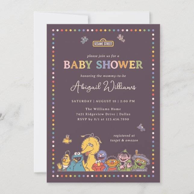 Invitación Vintage Plaza Sésamo Baby Shower (Anverso)