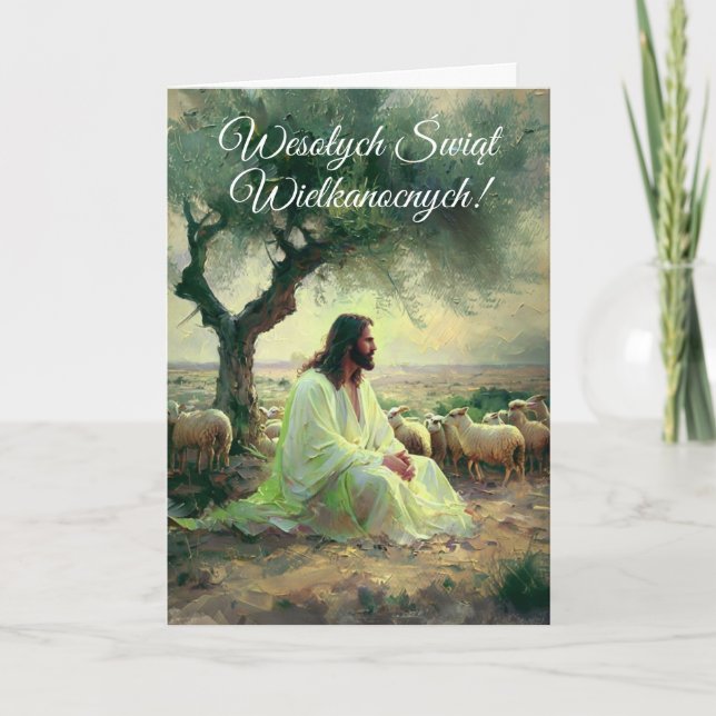 Invitación Vintage polaco Pascua Feliz Aleluya Cristiano (Anverso)