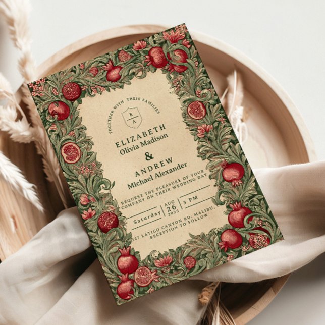 Invitación Vintage Pomegranate Garden Wedding (Subido por el creador)