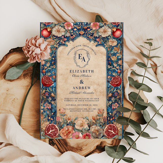 Invitación Vintage Pomegranato Boda botánico (Subido por el creador)
